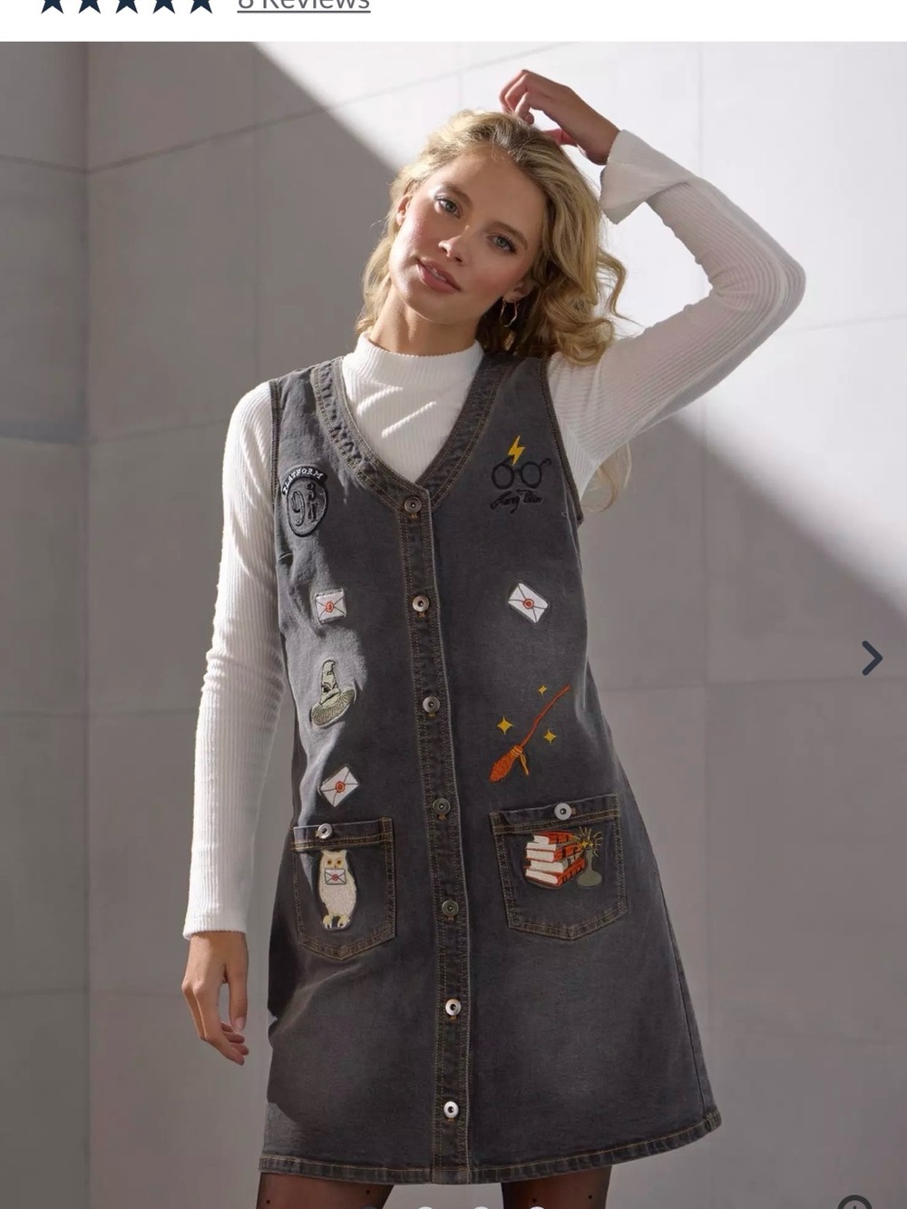 Harry Potter Embroidered Button-Front Denim Dress - BOX LUNCH EXCLUSIVE